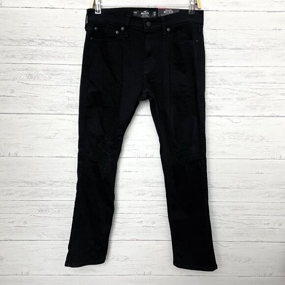 NEW Hollister Men's Black Slim Straight Leg Jeans Distressed Stretch 29 x 30 - Picture 2 of 11
